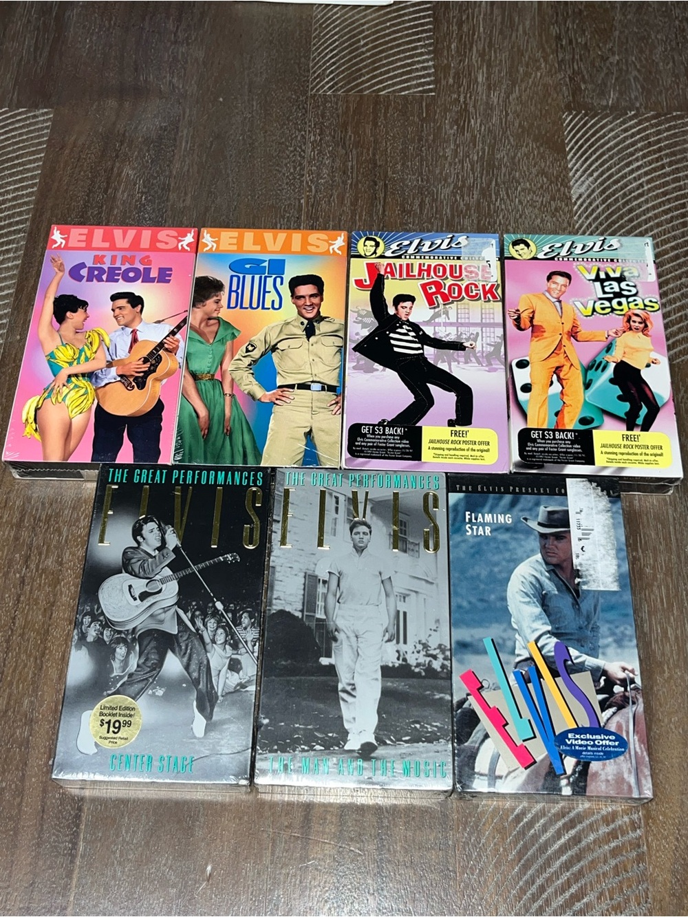 New Sealed Lot of 7 Elvis VHS Movies King Creole GI Blues Jailhouse Rock Tapes